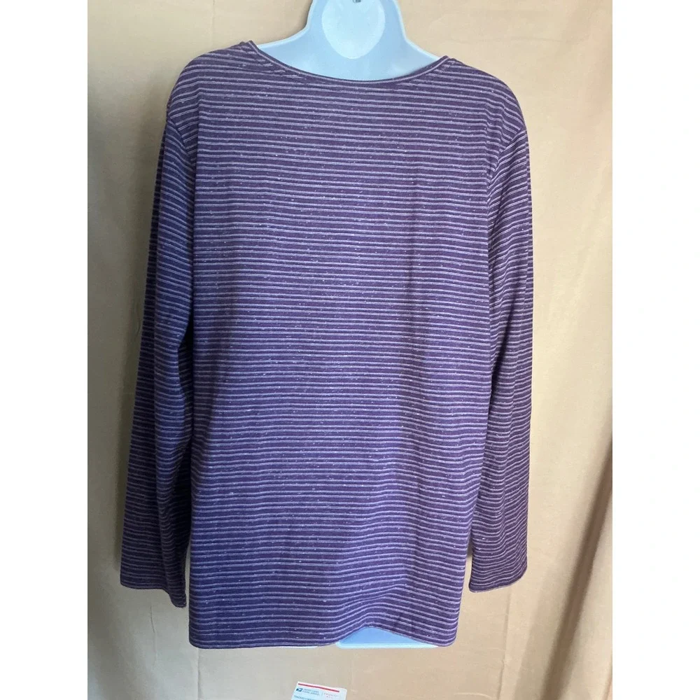 Croft & Barrow Striped Tee Women XXL Purple Excellent Long Sleeve Crew Neck